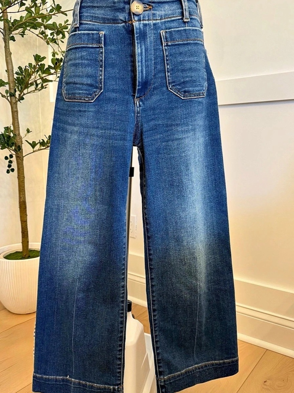 Maeve The Colette High-Rise Wide-Leg Cropped Jeans Blue